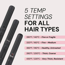Black hair straightener with multiple temperature settings