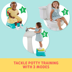 Sesame Street Elmo Hooray 3-in-1 Potty Chair, Toilet Trainer, Step Stool, Flush Handle, Unisex