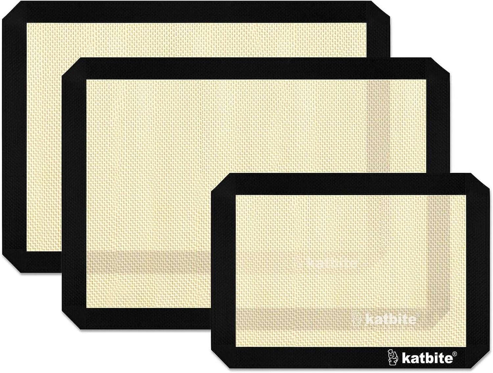 Katbite Silicone Baking Mat 3PCS 11.6 in x 16.5 in Reusable & Nonstick Bakeware Mats,Black - USA MEGA SHOP