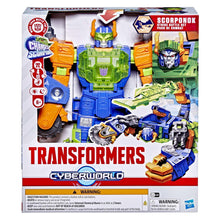 Cyberworld Scorponok action figure playset box with robot artwork and Transformers logo
