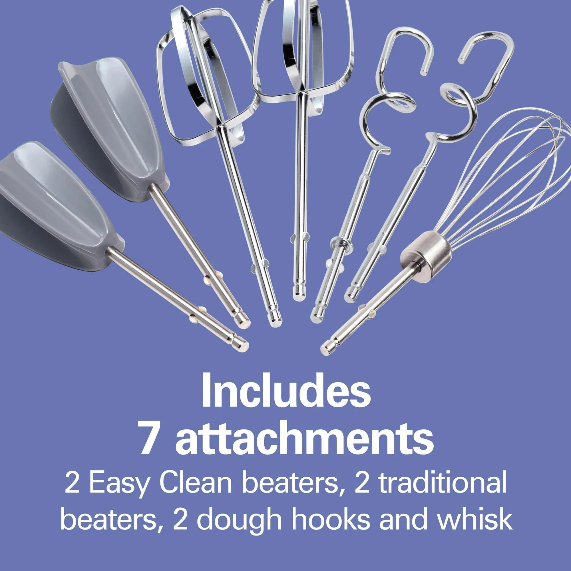 Hamilton Beach 6-Speed Electric Hand Mixer with Easy Clean Beaters, 7 Attachments & Case, Mixer for Kitchen, White - USA MEGA SHOP
