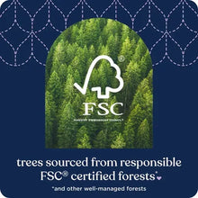 FSC certified forests badge with green trees for quilted toilet paper.