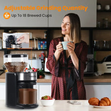 VAVSEA electric coffee grinder on countertop with grounds container and bean hopper