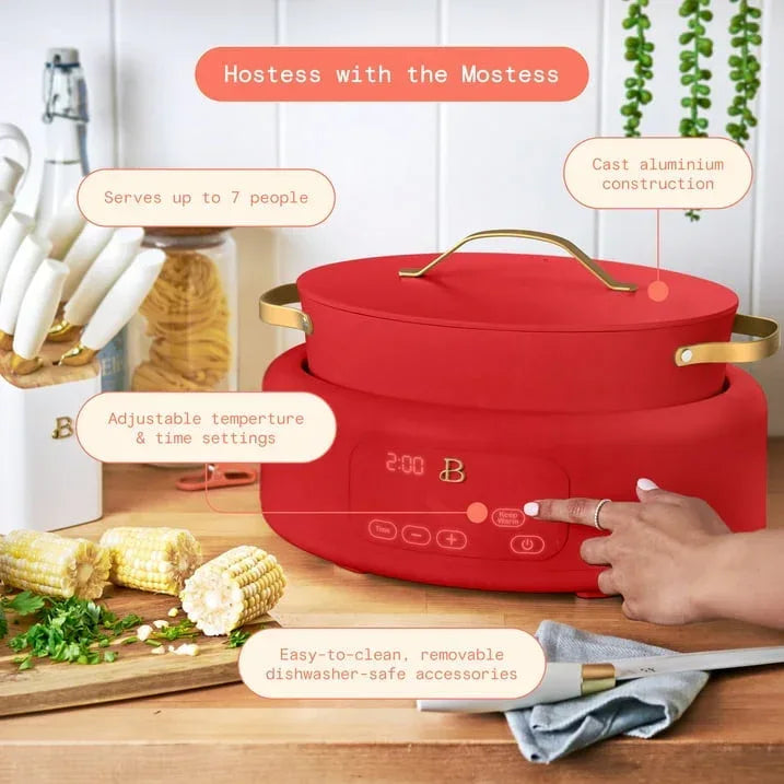 Beautiful 10-in-1 , 6 Qt Electric Multi-Cooker, Tomato Red by Drew Barrymore - USA MEGA SHOP