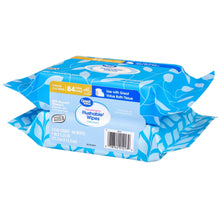 Flushable wipes multipack, blue-and-white resealable package with 84 total wipes