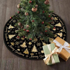 Christmas Tree Skirt, New Year Xmas Deco, 48 Inches Large Christmas Tree Skirts Snowflake Red and Black Plaid Stamp for Christmas Tree Decorations - USA MEGA SHOP