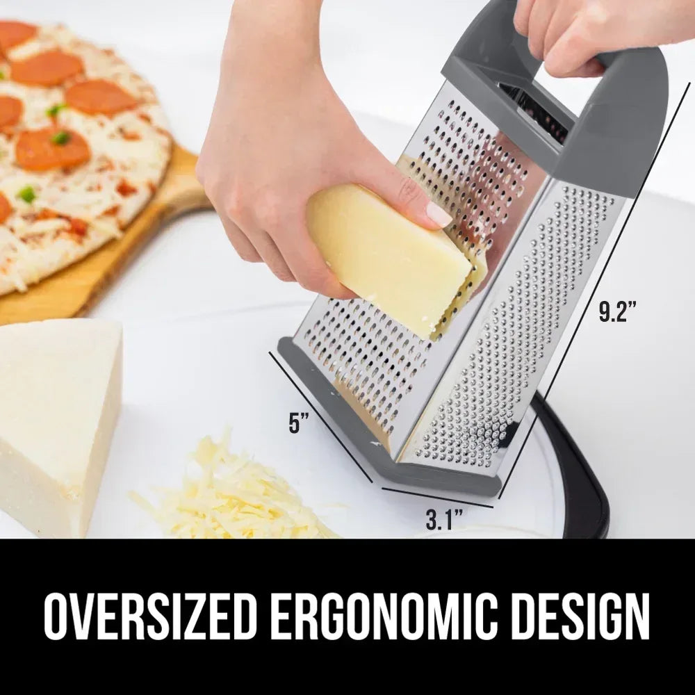 GORILLA GRIP Cheese Grater, BPA Free Stainless Steel Box Graters, Cheeses and Veggie Shredder