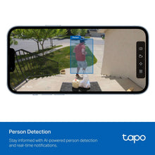 TP-Link Tapo person detection app screen showing an outdoor camera view