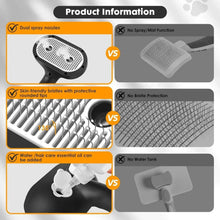 Steam pet brush head with dual spray nozzles and protective bristle tips