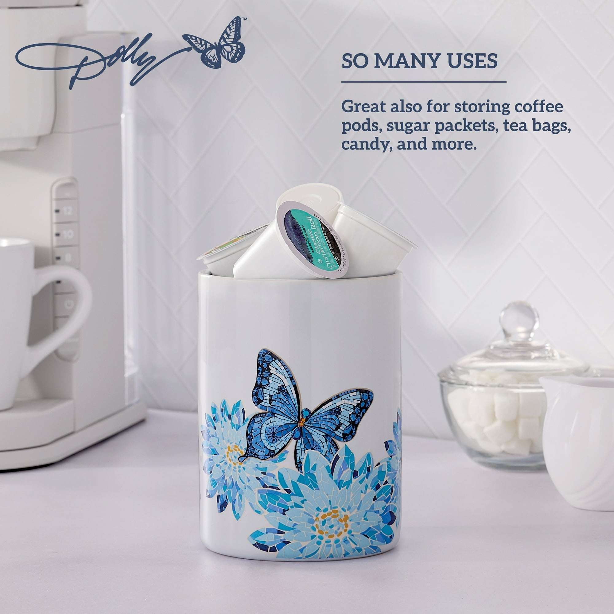 Dolly Parton Stoneware 4.5" x 4.5" x 6" Crock, Butterfly