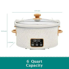 The Pioneer Woman 6 QT Slow Cooker, Locking Lid, Digital, Linen Specile, Model PW8400778514-5 - USA MEGA SHOP