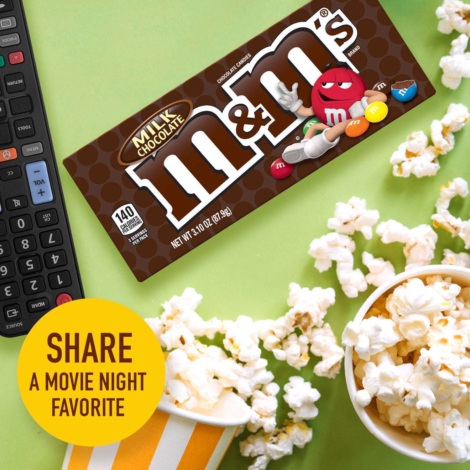 M&M'S Milk Chocolate Candy Movie Theater Box, 3.1 oz