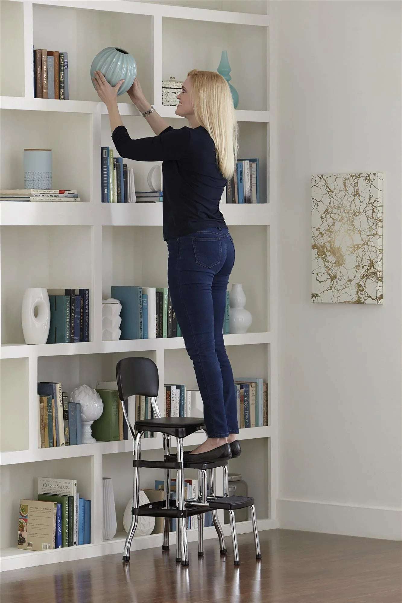 Black Retro Counter Chair / Step Stool
