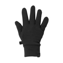 Black softshell gloves with adjustable wrist strap and padded palm