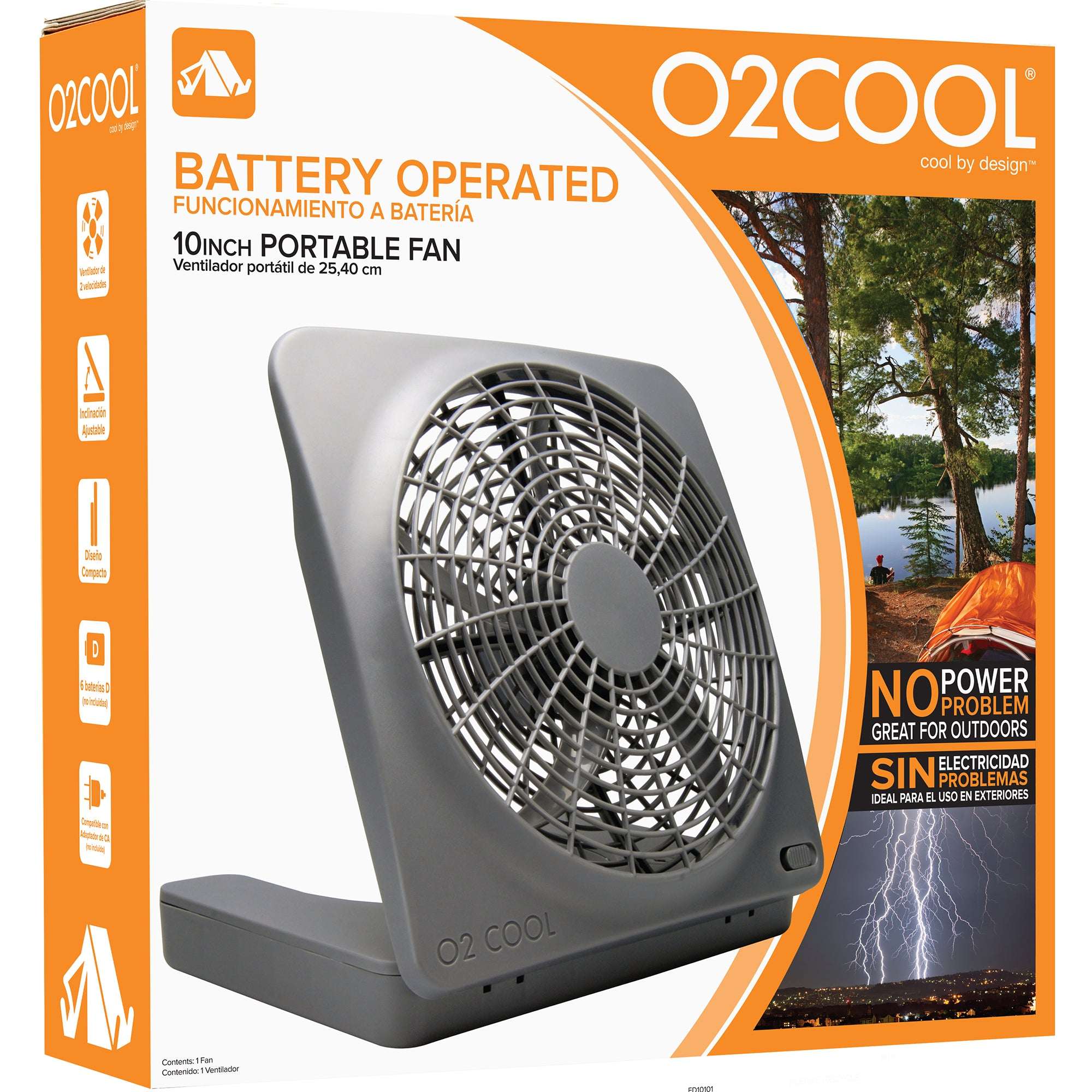 O2COOL 10 inch Battery or Electric Portable Fan, Camping Fan, Tent Accessory