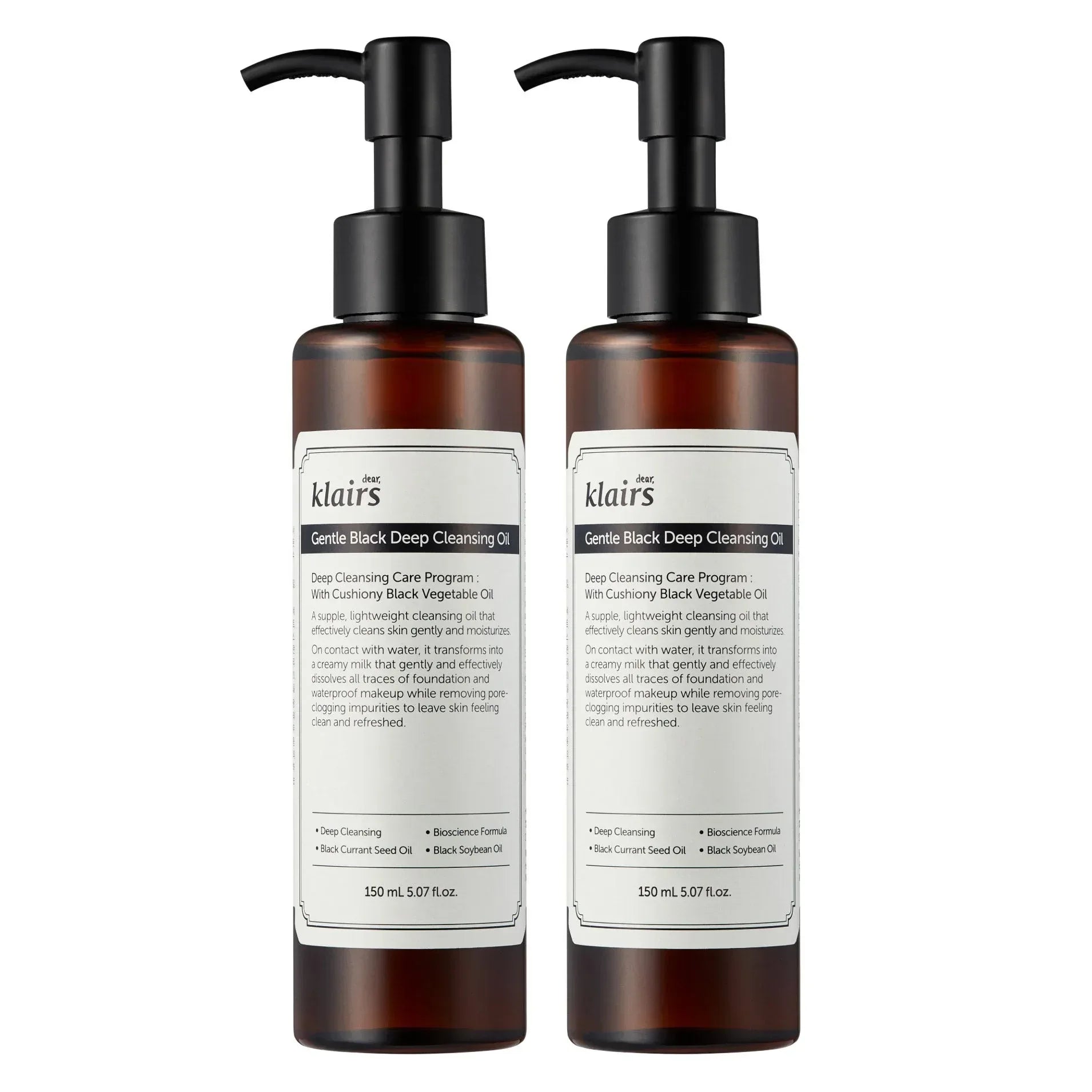 dear, Klairs Gentle Black Deep Cleansing Oil, 2-pack, 5.07 fl oz