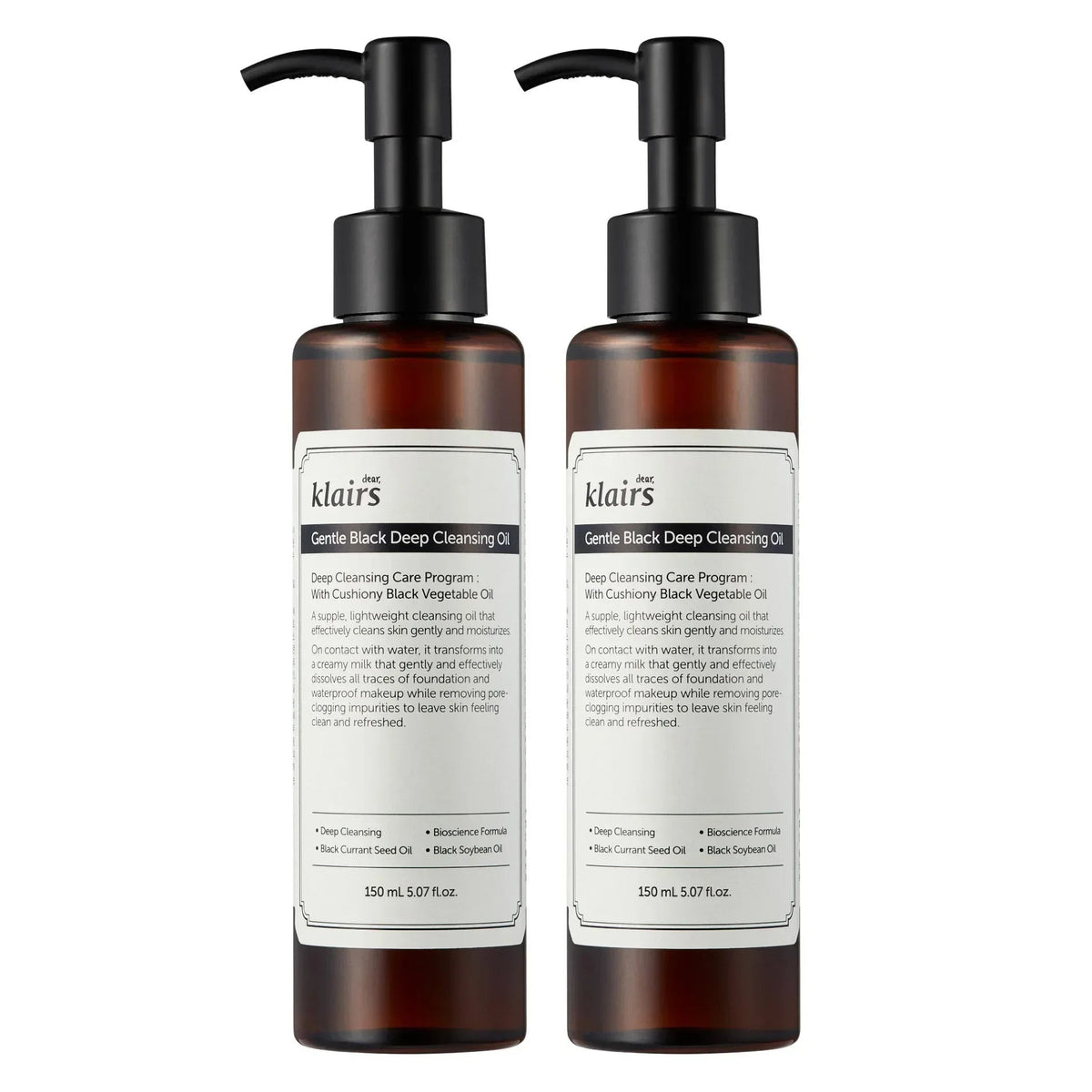 dear, Klairs Gentle Black Deep Cleansing Oil, 2-pack, 5.07 fl oz