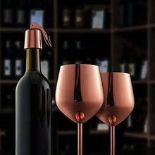 Rose gold metal wine glasses with smooth bowls and long stems, set of 2