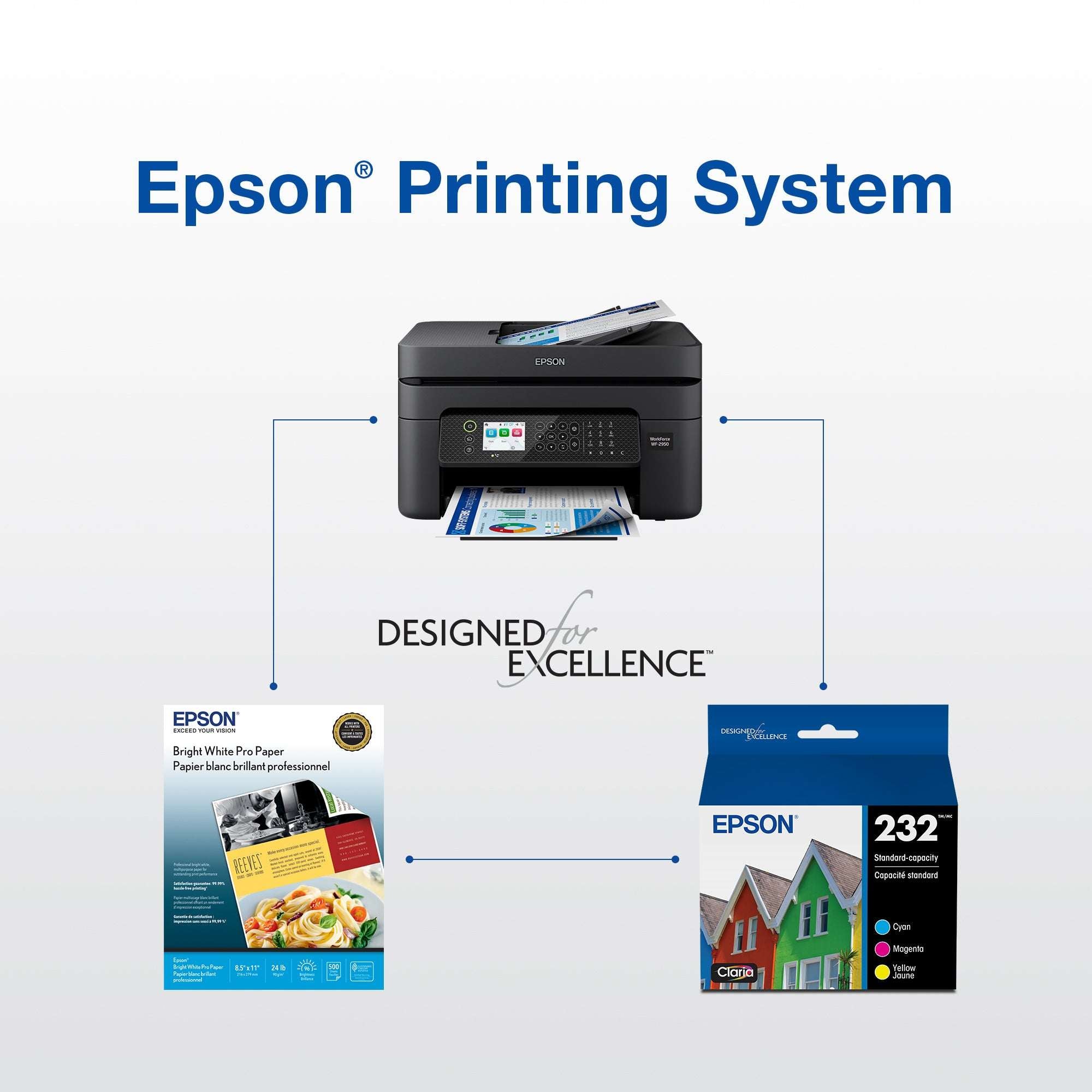 EPSON 232 Claria Ink Standard Capacity Color Combo Pack (T232520-S) Works with WorkForce WF-2930, WF-2950, Expression XP-4200, XP-4205