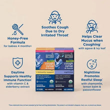 Day and night organic cough syrup combo pack with honey-free and nighttime icons