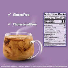 Italian sweet crème coffee creamer mug with nutrition facts panel