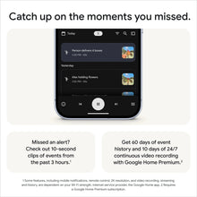 Google Home app screen showing missed alerts and event history for the doorbell