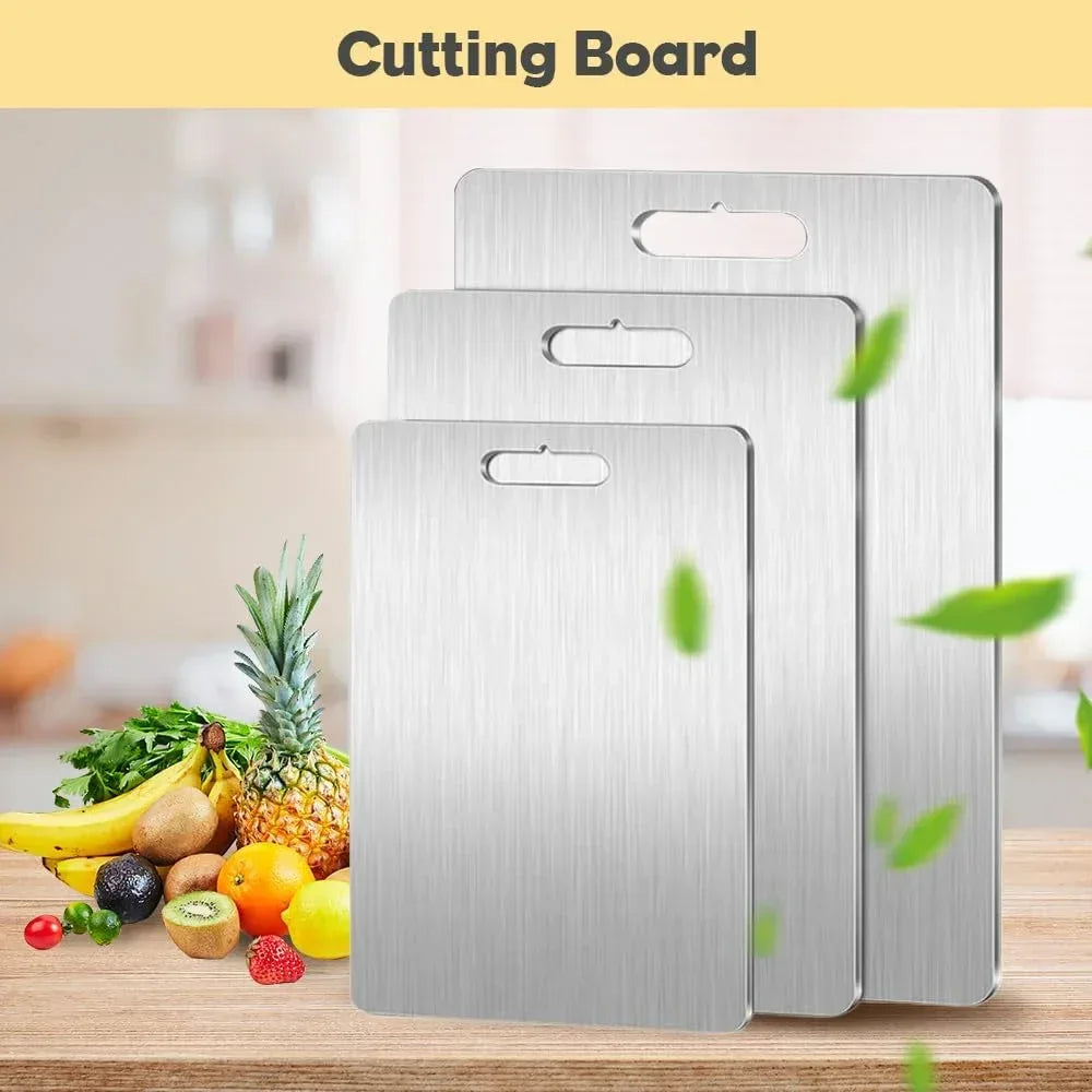 New Titanium Cutting Boards - 100% Pure Titanium Cutting Boards for Kitchen - Cutting Edge Hygiene & Durability, Double Sided Medical-grade Titanium Cutting Mat from Japan - USA MEGA SHOP