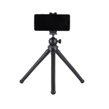 Adjustable mini tripod stand with black ball head and smartphone holder
