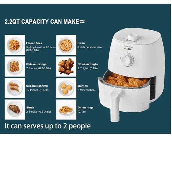 Mainstays 2.2 QT Air Fryer, Arctic White - Automatic Shutoff - USA MEGA SHOP