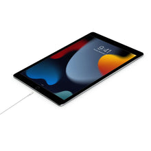 USB-C to Lightning cable connected to a tablet with Lightning plug