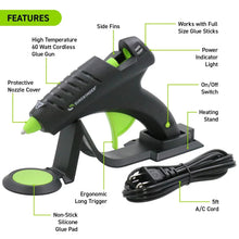 High-temperature hot melt glue gun features view: black body with green trigger