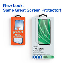 onn glass screen protector retail boxes for iPhone 17e/16e