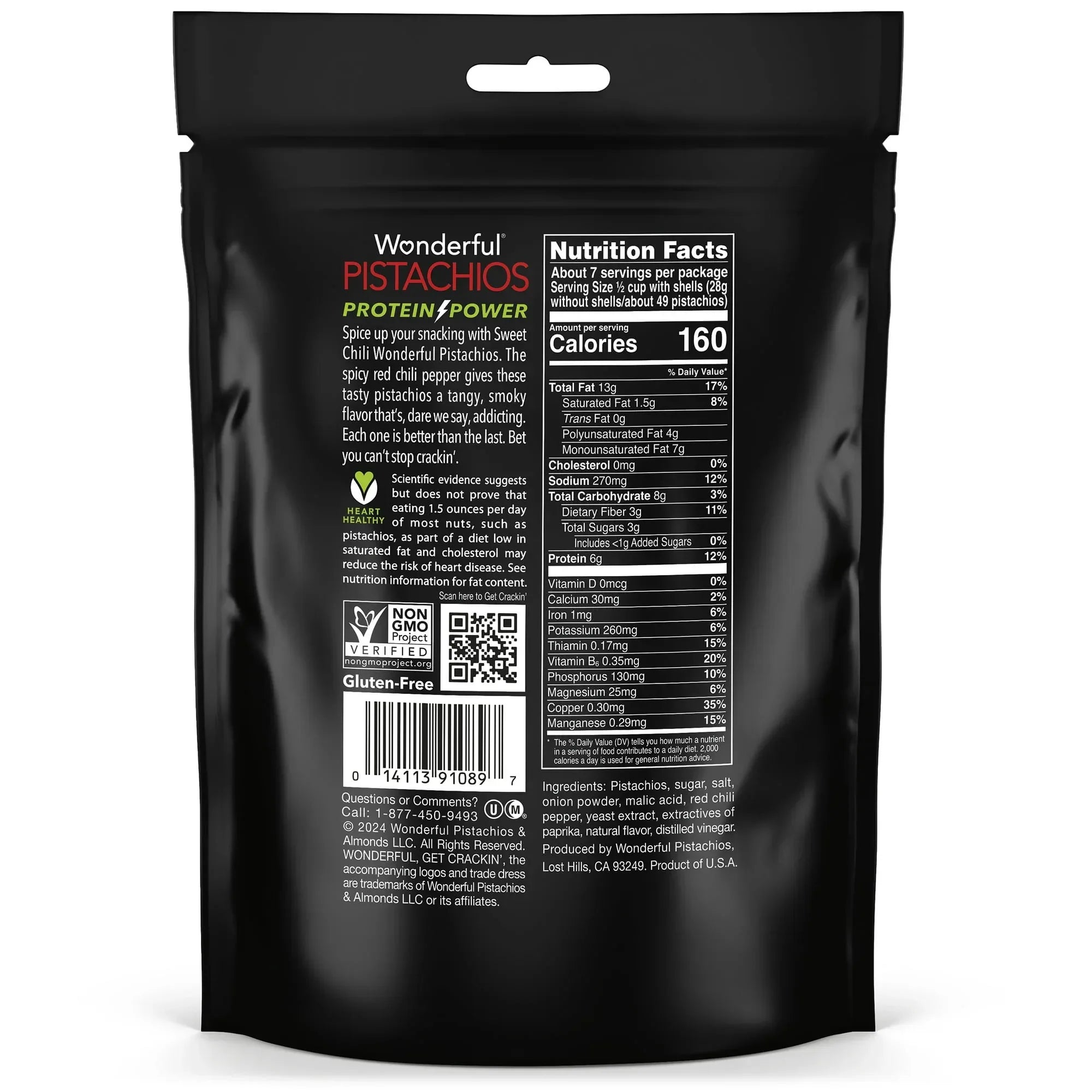 Wonderful Pistachios In-Shell Sweet Chili, 14 Ounce Resealable Bag