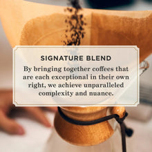 Peet's coffee signature blend label card over coffee cup
