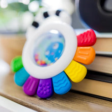 Baby Einstein octopus chillable rattle teether with colorful textured tentacles on display