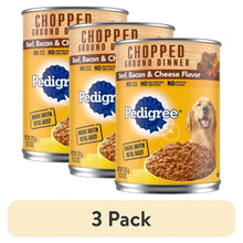 Pedigree Chopped Ground Dinner dog food cans, beef bacon & cheese, 3-pack