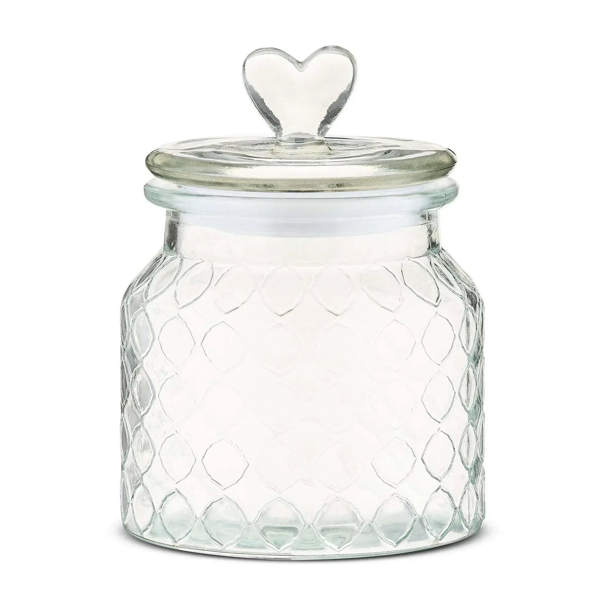 Clear Glass Jar with Lid and Heart-Shaped Knob, 6.25", Valentine's Day by Way To Celebrate