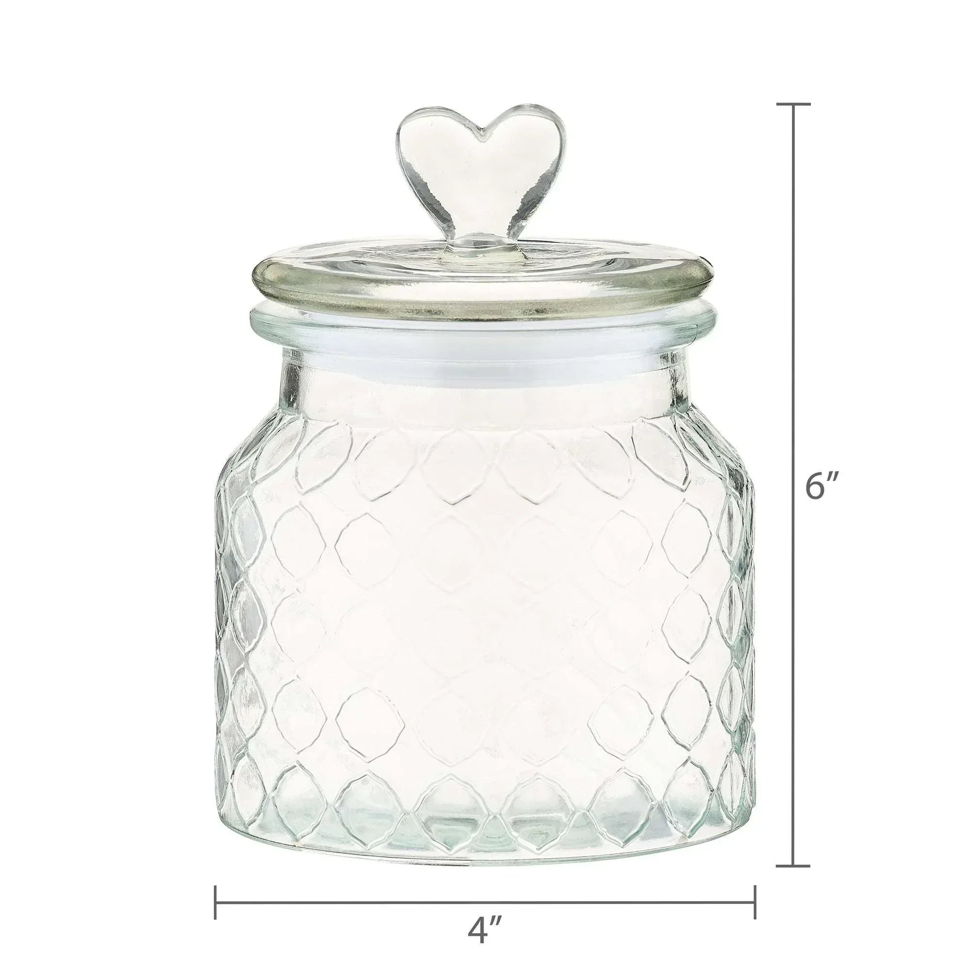 Clear Glass Jar with Lid and Heart-Shaped Knob, 6.25", Valentine's Day by Way To Celebrate