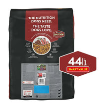 Purina Dog Chow complete adult dry dog food bag back panel, 44 lb size