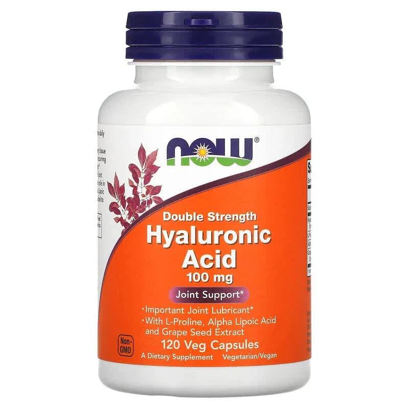 NOW Foods, Hyaluronic Acid With L-Proline, Alpha Lipoic Acid and Grape Seed Extract, 100 mg - USA MEGA SHOP