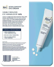 RoC Retinol Correxion eye cream tube with gold cap, shown on package insert