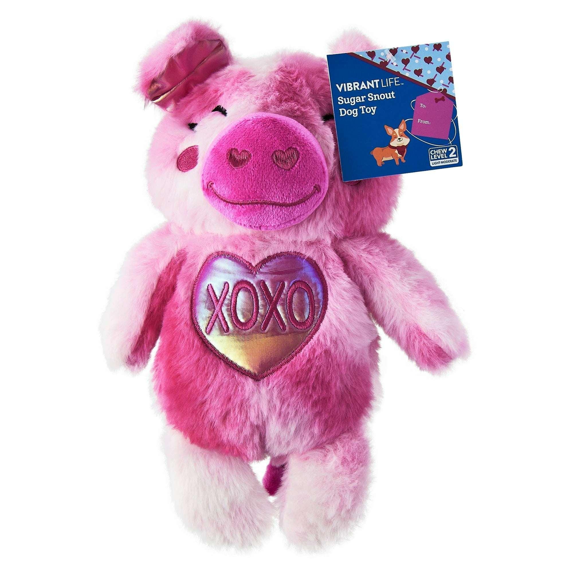 Vibrant Life Valentine's Day Sugar Snout Plush Dog Toy, Pink, 10"