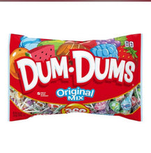 Dum Dums original mix lollipops candy bag, red with Dum Dums branding and 360 count