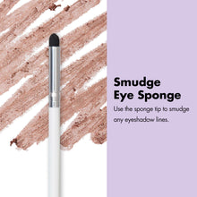 Smudge eye sponge applicator with dark tip on a white handle