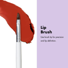Lip brush with slim precision tip and tapered bristles.
