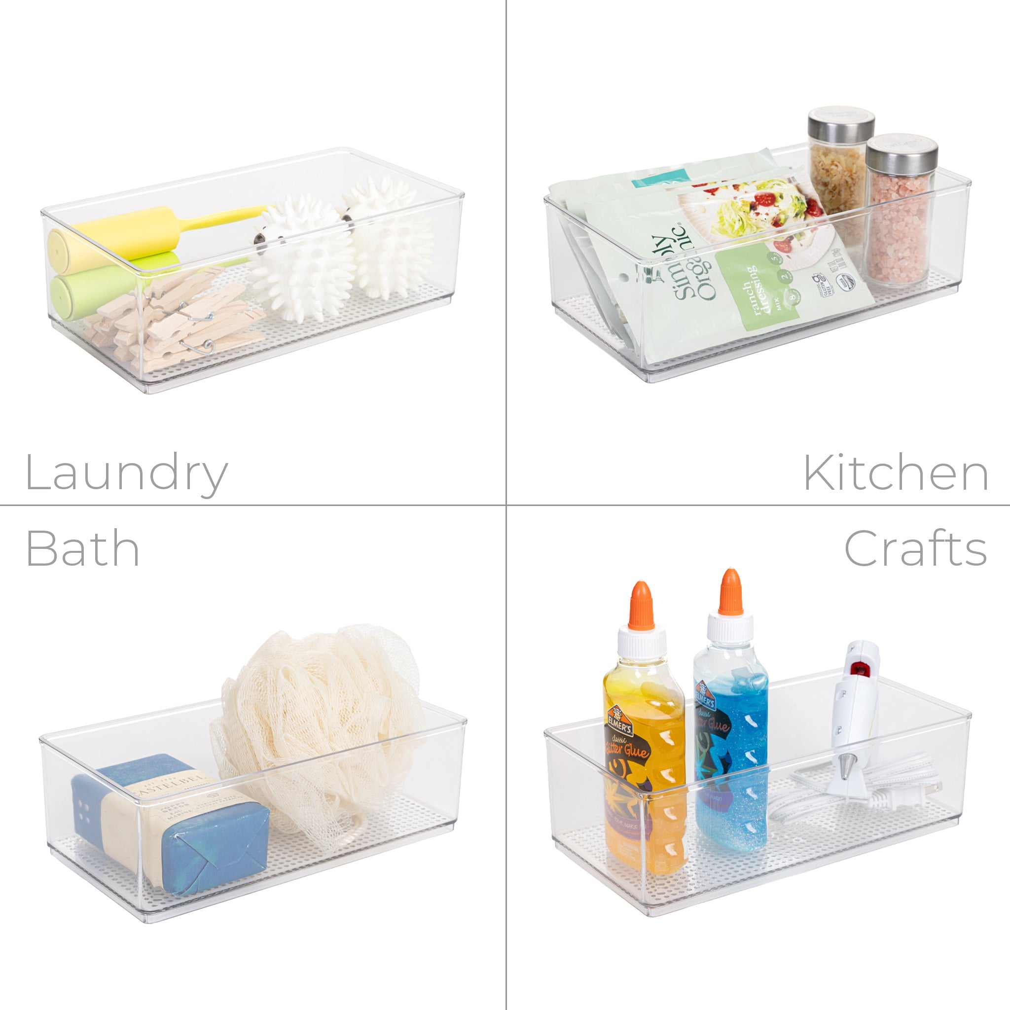 Mainstays Large Clear Plastic Organizer Bin for Bathroom