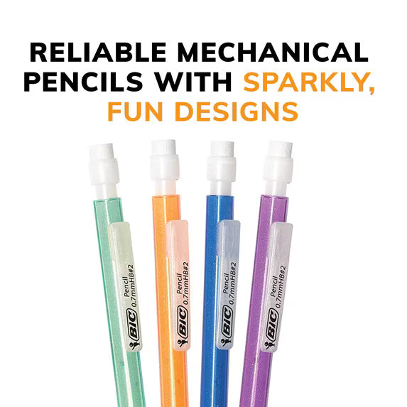 BIC Xtra Sparkle Mechanical Pencils, No. 2, Back to School Supplies, 0.7 mm, 24-Count (Barrel Colors May Vary)