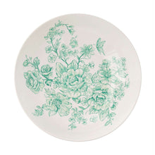11-inch stoneware serving bowl with green roses and leaves on interior