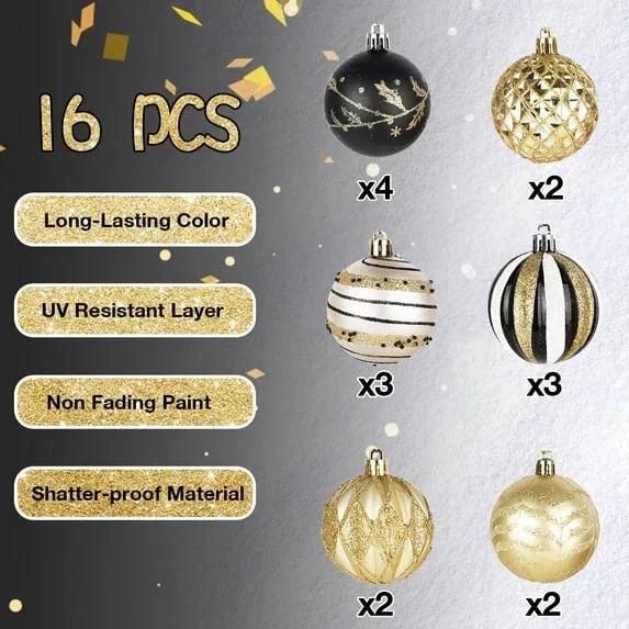 Fall Ornaments for Christmas Trees, 16ct Bronze Copper Brown Gold Shatterproof Fall Christmas Tree Decorations, 2.36 Inches Luxury Hanging Ball Ornaments for Thanksgiving Autumn Harvest - USA MEGA SHOP