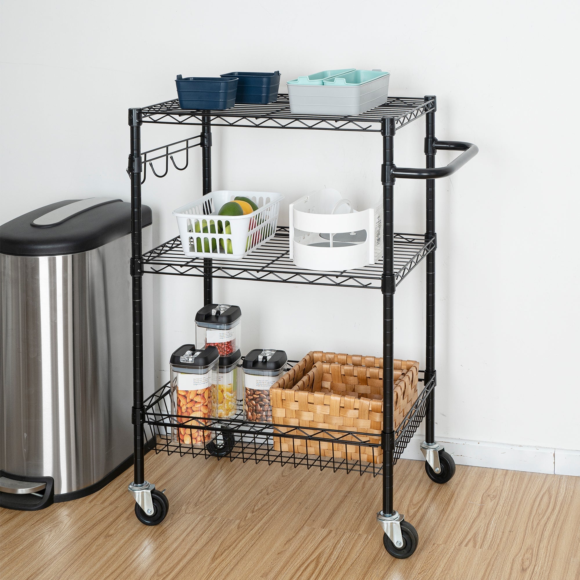 Hyper Tough 3-Tier New Multipurpose Rolling Cart, Black Color, 495lbs Load Capacity